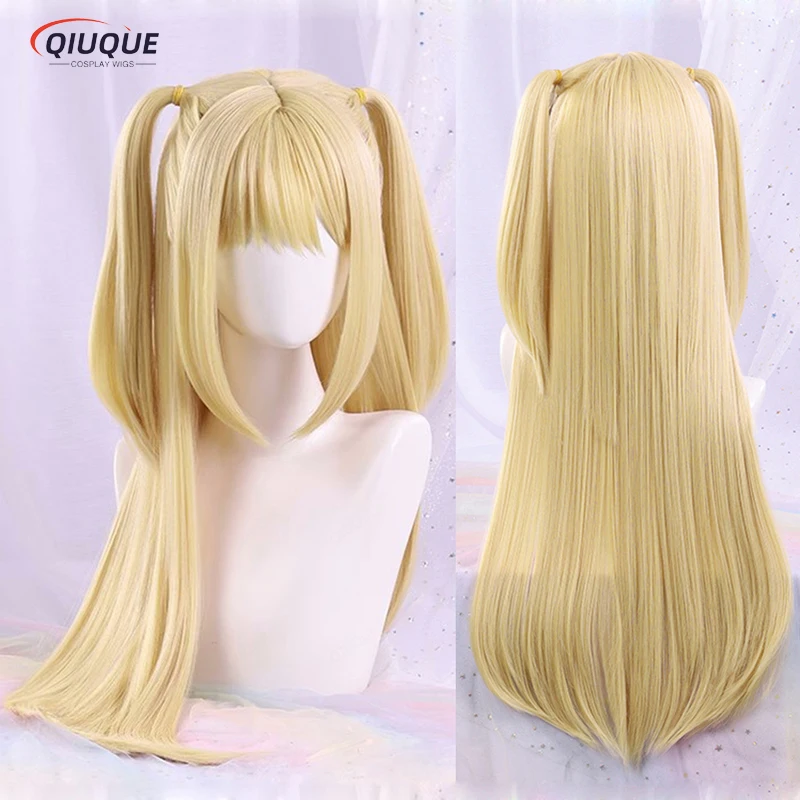 Anime Misamisa Cosplay Pruik Misa Amane Lange Blonde Dubbele Staarten Hittebestendige Hair Hallowen Party Pruiken Pruik Cap