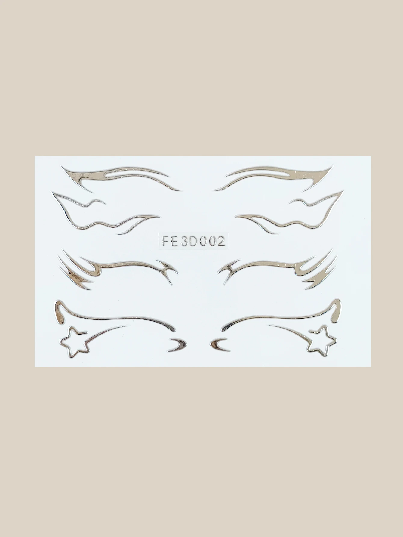 

1Pc 3D Silver Face Eyeliner Temporary Tattoo Sticker Waterproof Makeup Decal