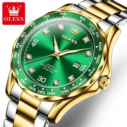 OLEVS Diving Series Quartz Wrist Watch for Men Green Water Ghost Stainless Steel Waterproof Luminous Date Luxury Men's Watch NEW