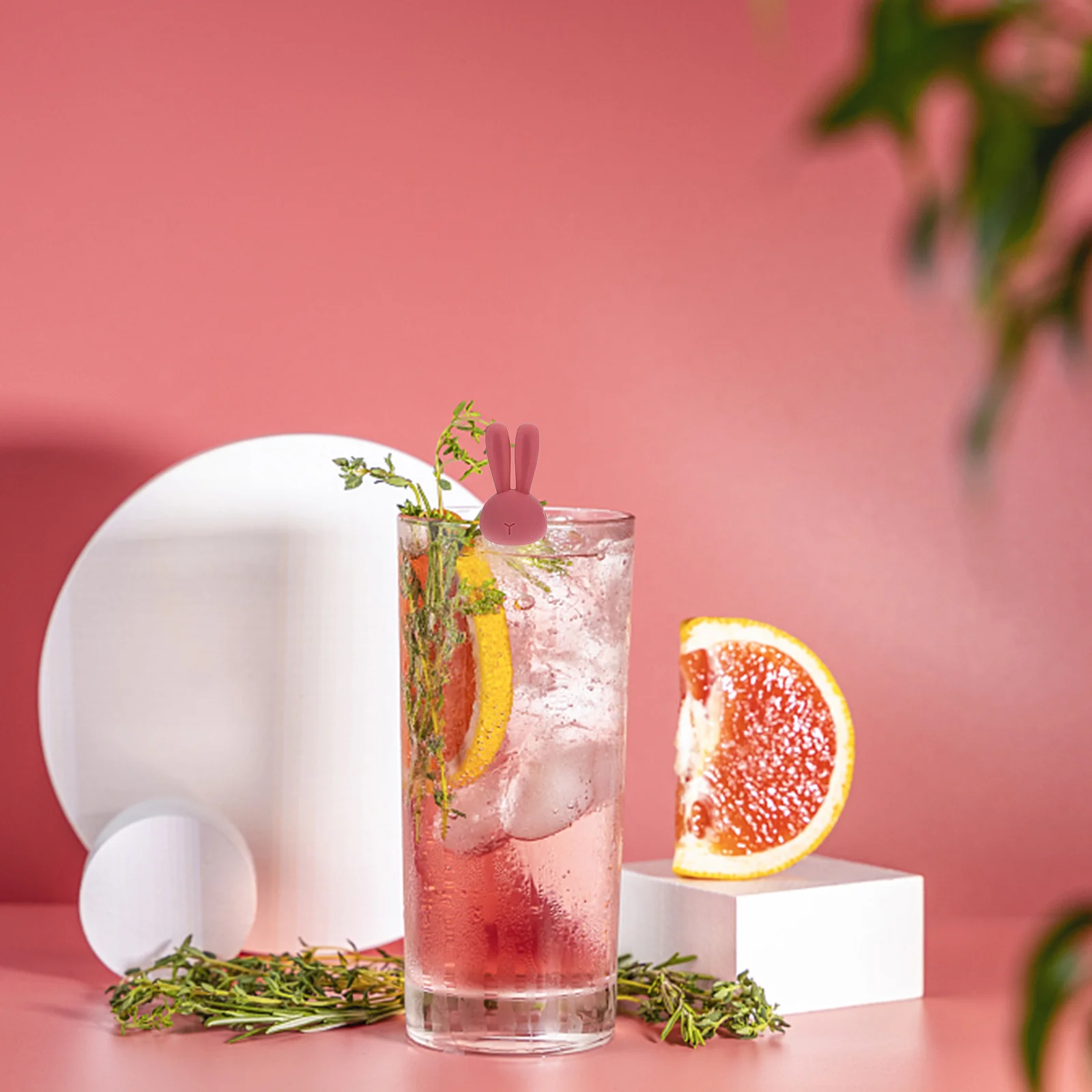 

6Pcs Cartoon Rabbit Wine Markers Silicone Drink Charms Portable Reusable Cup Markers Party Dinner Decorative