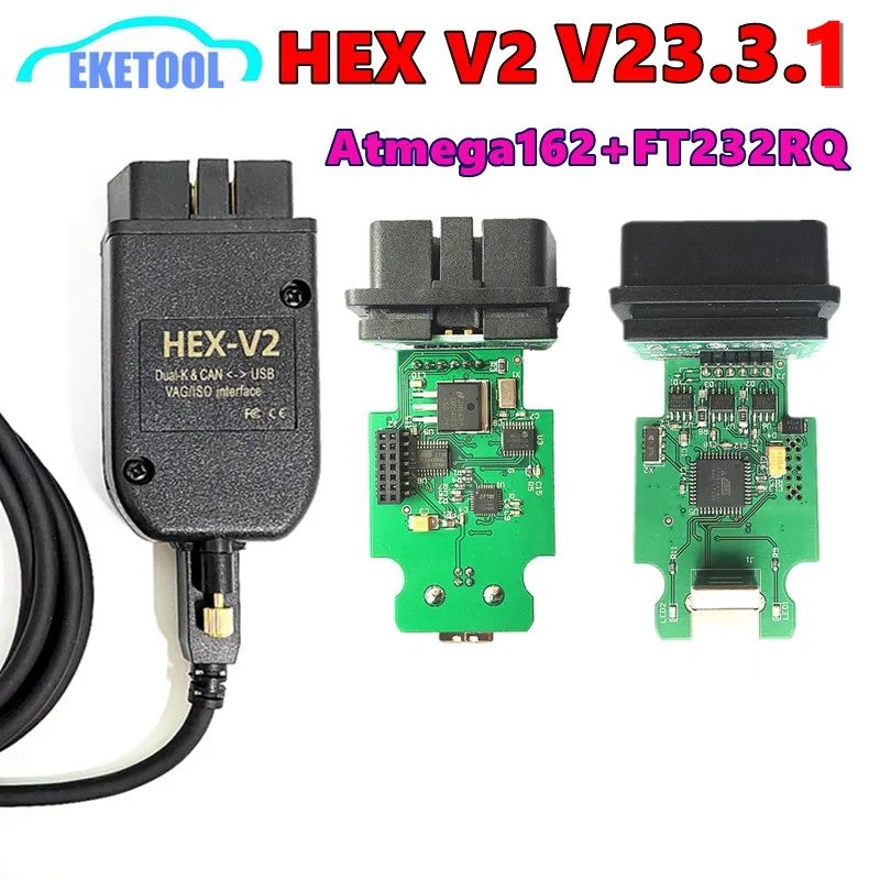 NEWEST V24.5 VAG COM HEX V2 Atmega162 FT232RQ Car Diagnostic Tool Multi-Language