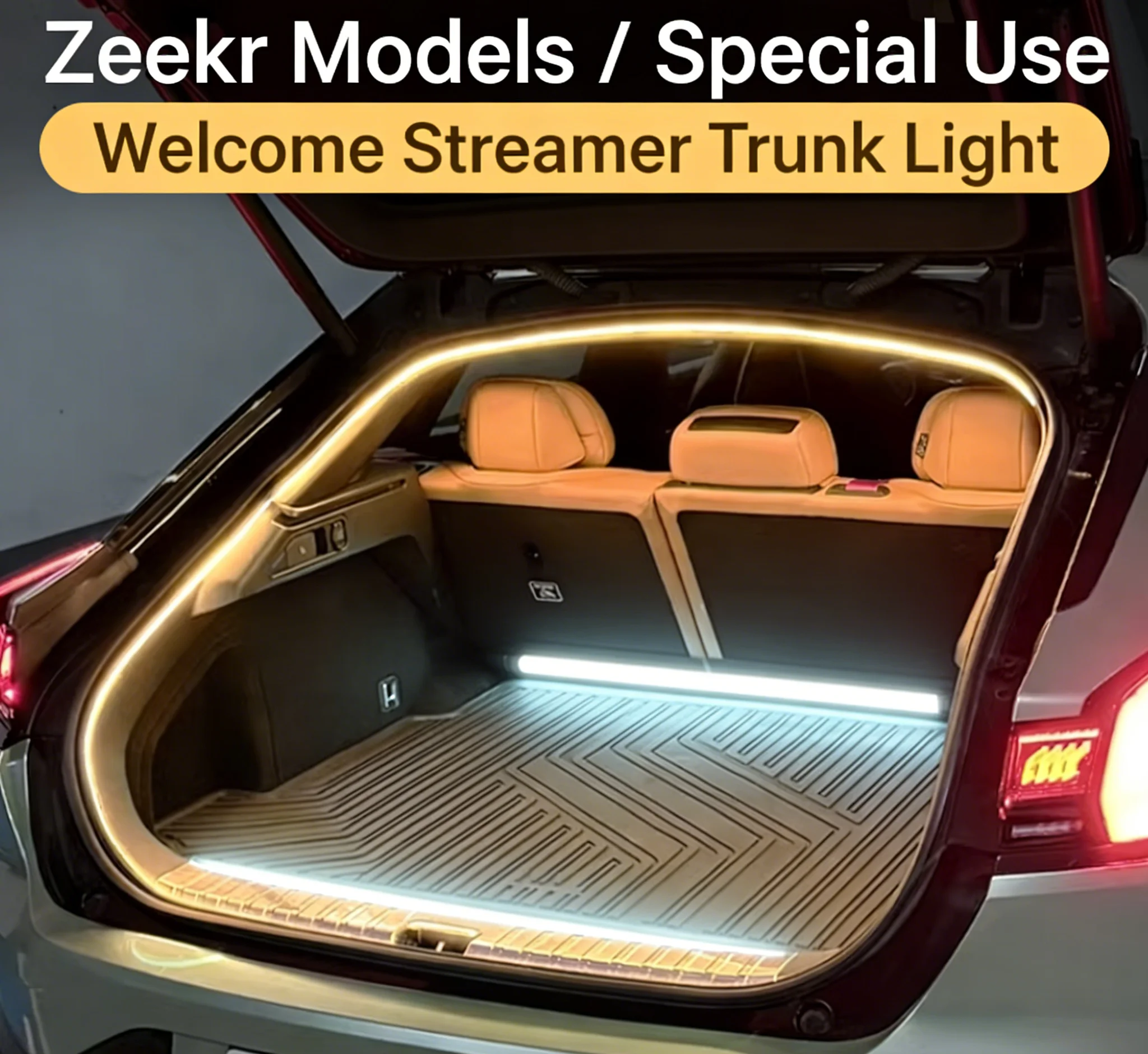 

For Zeekr 001 009 X 007 etc. Rear Trunk LED Light Bar White Warm White Car Trunk Modified Atmosphere Lamp Lighting Strip