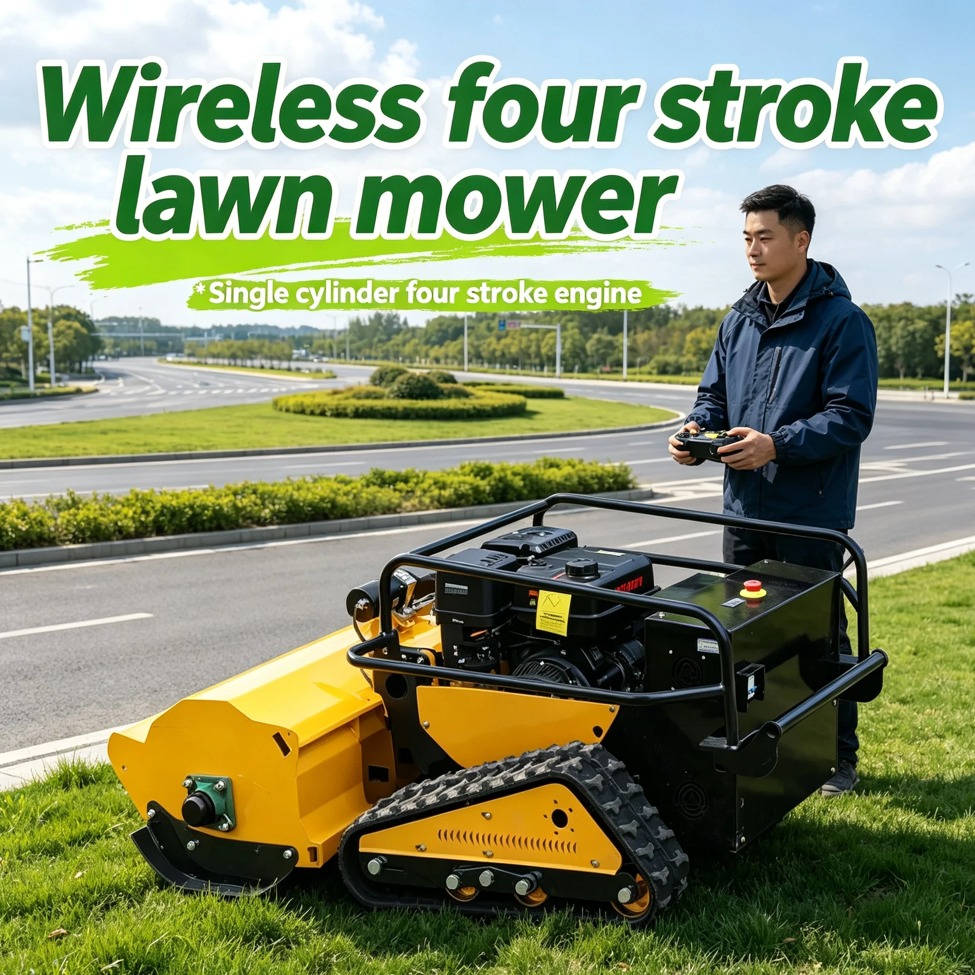 Customized All-terrain Crawler Rotary Mower uses lithium battery power with Multiple Cutting Widths for diversified garden trimm