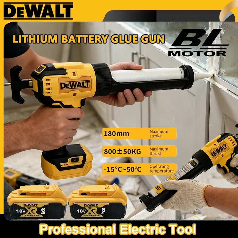 DeWalt 20V Cordless Electric Caulking Gun 6-Speed for Doors Windows Glass Sealant Adhesive Glue Gun with LED Light Tool