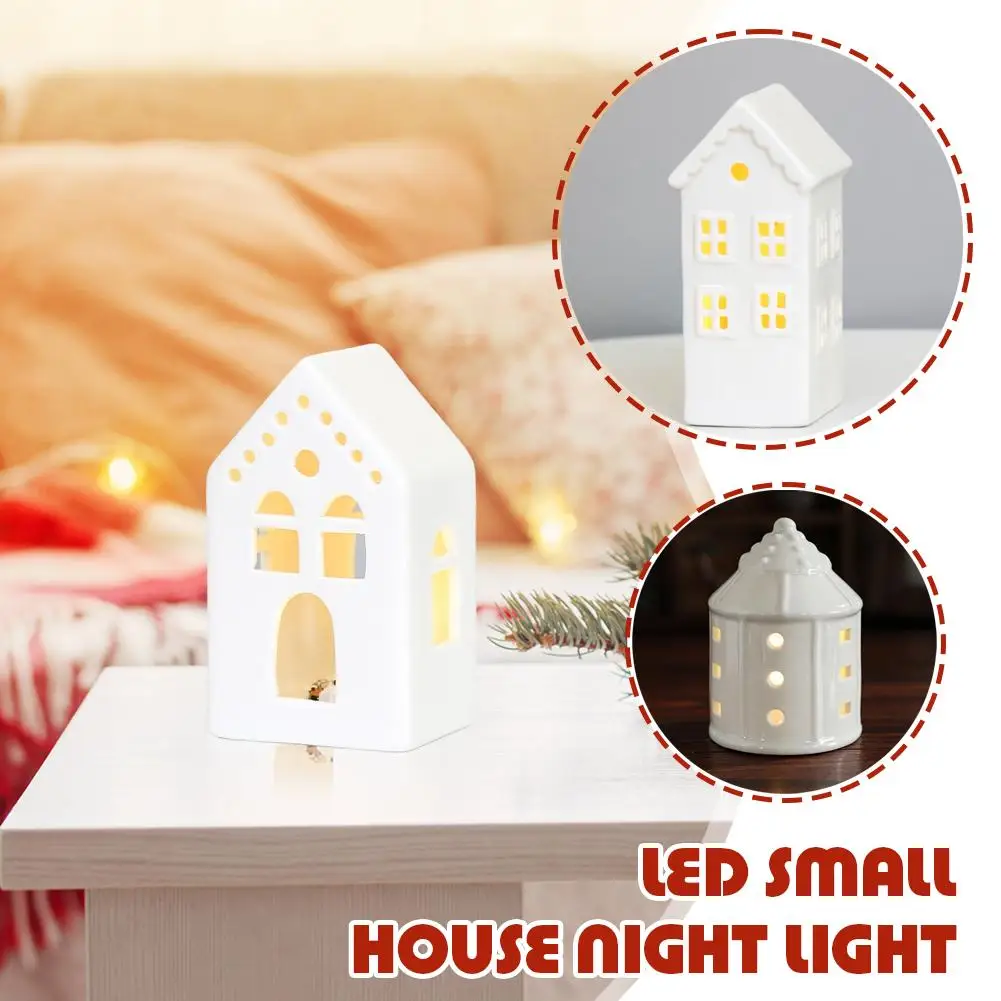 NEW Ceramic Creative Ornaments Small Houses Christmas INS Houses Ornaments Glowing Decorations Furnishings Home Snow Christ W9H1