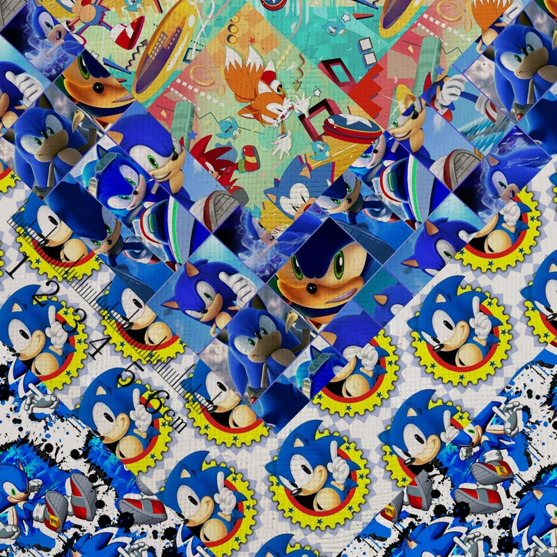

A4 sheet 20*33CM Cartoon Sonic The Hedgehog Printed Faux Synthetic Leather sheet Fabric For Earrings Bows DIY Material