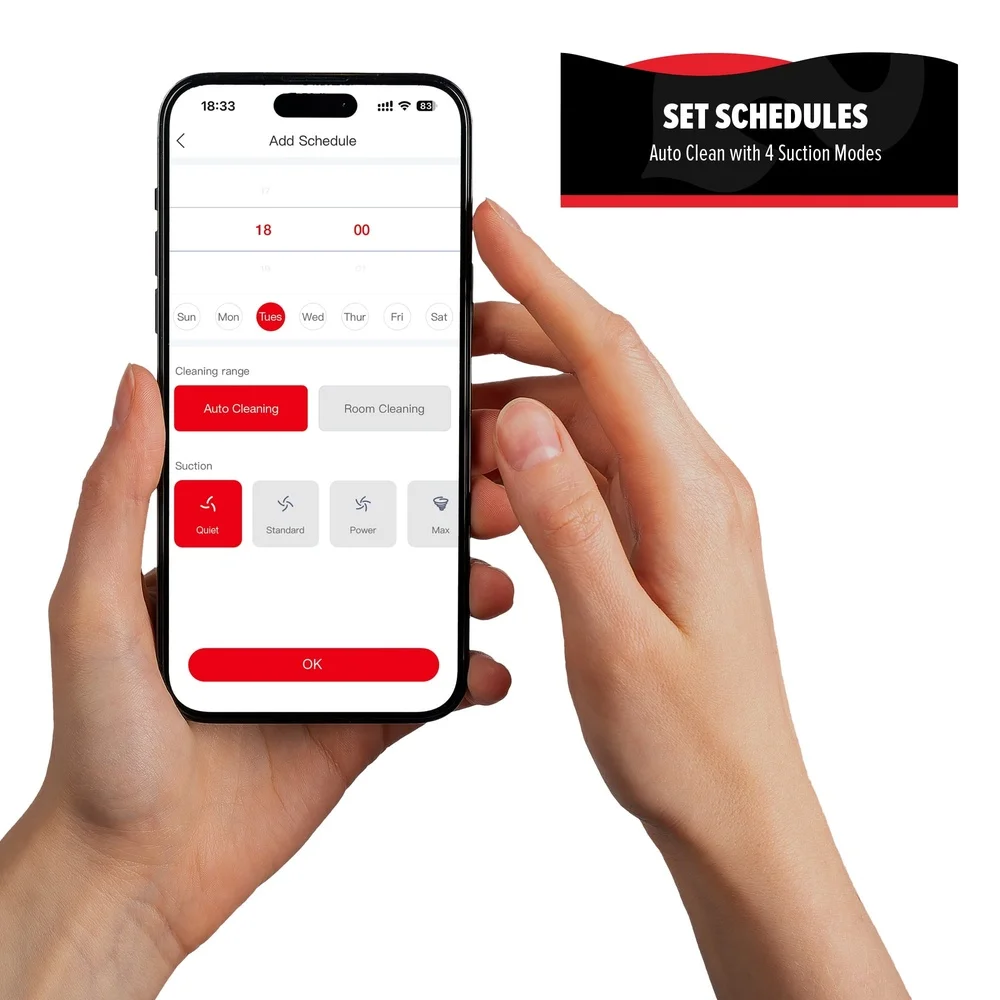 Wi-Fi App Controlled Robot Vacuum with Auto-Docking 8 Cleaning Modes 2000Pa Suction Intelligent Navigation Multi-Surface