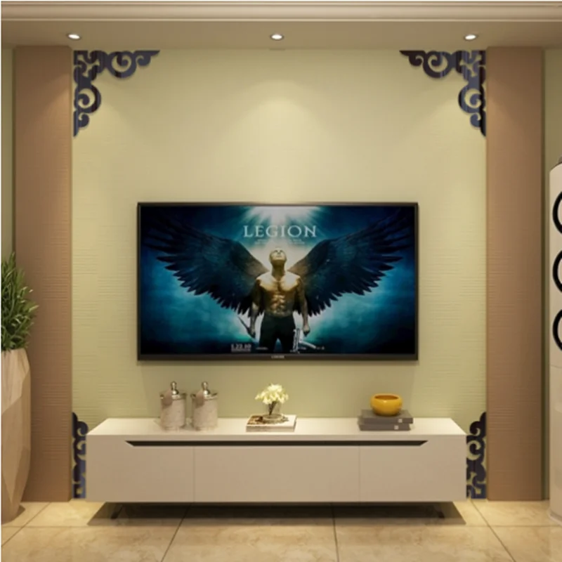 4pcs Acrylic 3D Mirror Sticker Wallsticker Self-adhesive Mirror Gold  Sticker Cabinet Corner Decor Sticker Furniture Decoration