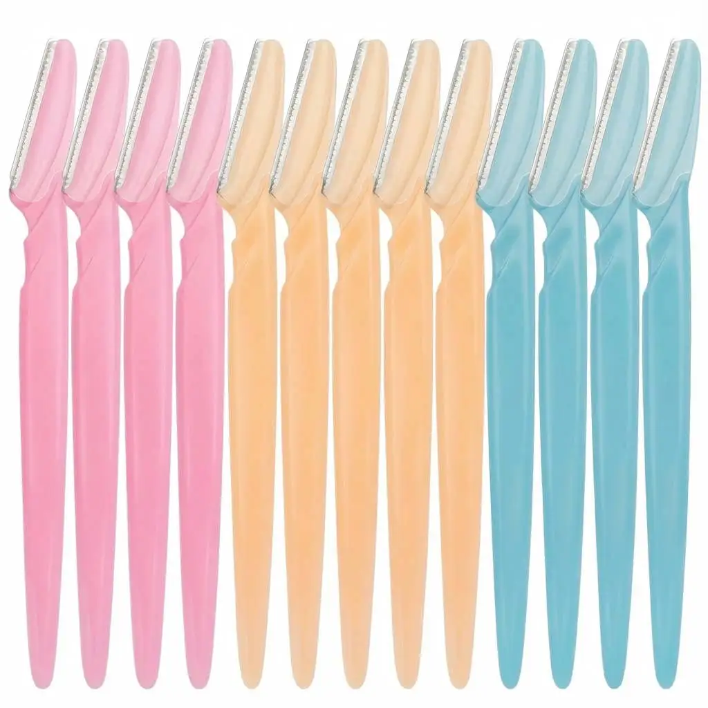 12PCS Dermaplaning Tool Eyebrow Razor Facial Hair Remover for Women Face Shaver Trimmer for Peach Fuzz Shaper Family Pack