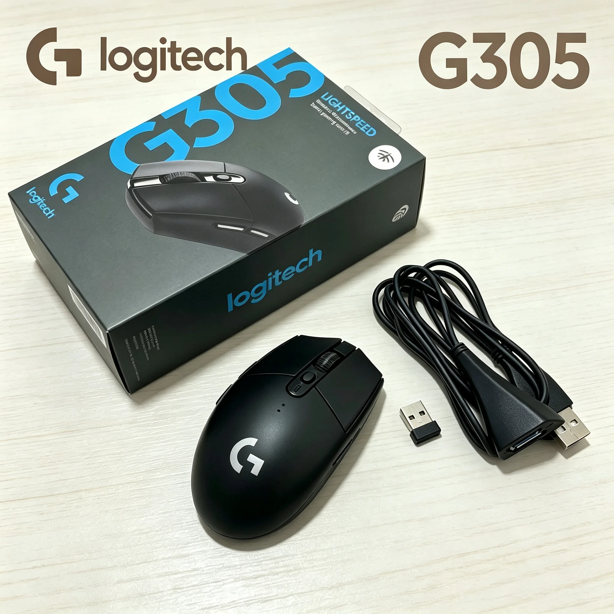 Logitech G305 LIGHTSPEED Wireless Gaming Mouse With Transfer Adapter Cable Easy‑To‑Use Mice For Office Productivity FPS E‑sports