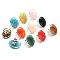 High Quality Natural Semi-precious Stones Rose Quartz Red Agate Oval Ring Fashion Jewelry Increases Feminine Charm