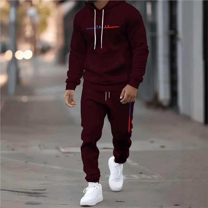 Men's Tracksuit Hoodies Trousers 2PCS Suit Winter Sports Jogging Outfits Fashion Street Designer Clothes for Men Pants Set Suit