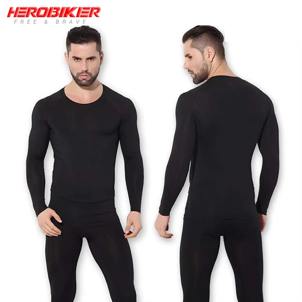 HEROBIKER Fleece Lined Thermal Underwear Set Motorcycle Skiing Base Layer Winter Warm Long Johns Shirts & Tops Bottom Suit Warm