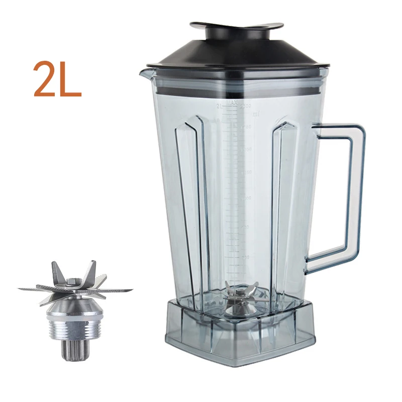 

2L Square Container Jar Jug Pitcher Cup bottom with serrated smoothies blades lid for commercial Blender spare parts