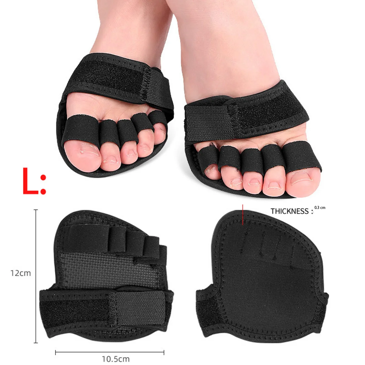 1 par ajustável 5 dedo meia palma antepé almofada polegar dedo do pé eversão sobreposição martelo em forma de toe divisor ferramentas de cuidados com os pés