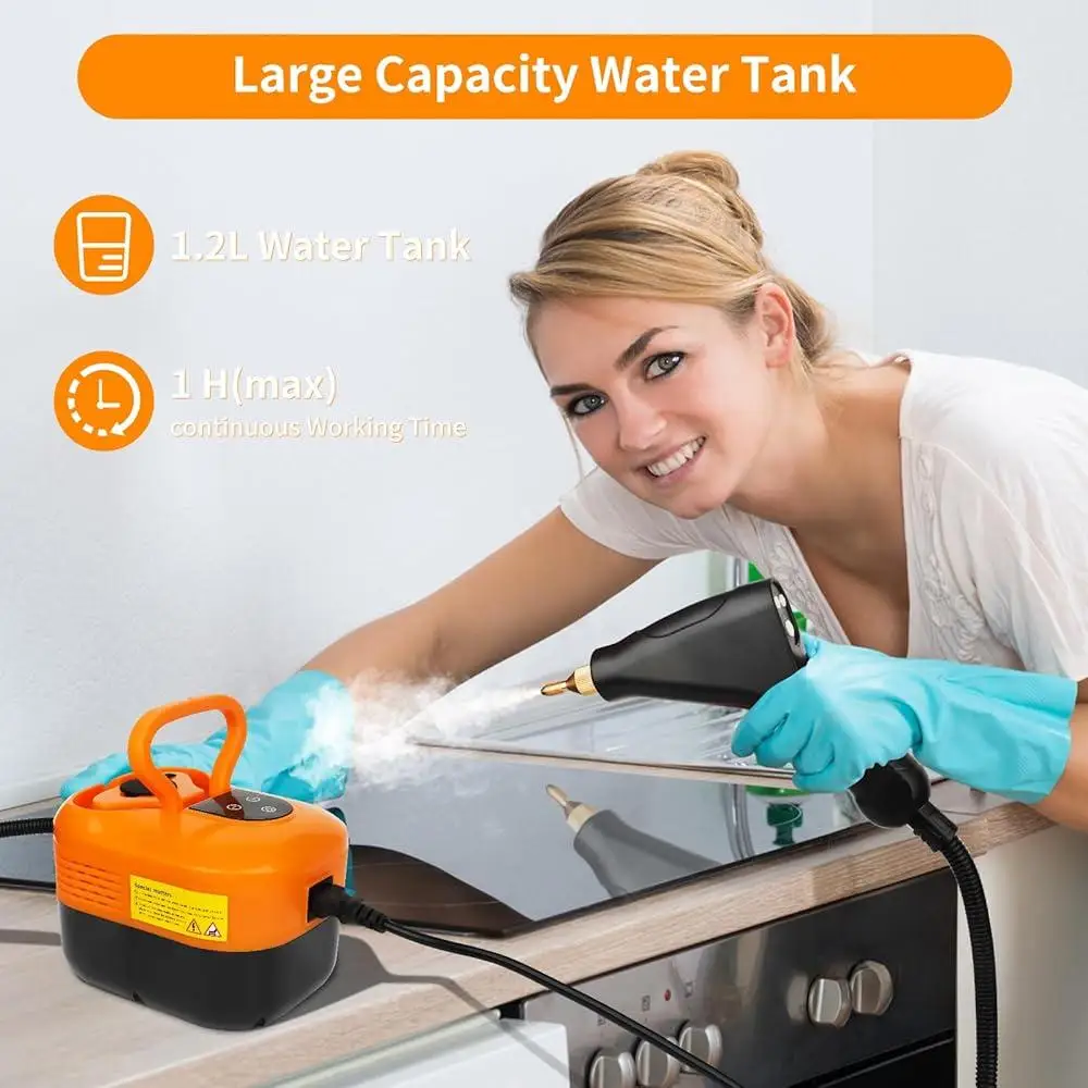 منظف بخار محمول متعدد الأسطح 105 ℃   منظف بخار محمول للتنظيف الطبيعي عالي الضغط مع شاشة تعمل باللمس وقابل للتعديل