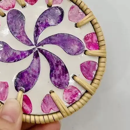Vine Woven Shell Coaster Southeast Asian Style Insulated Tea