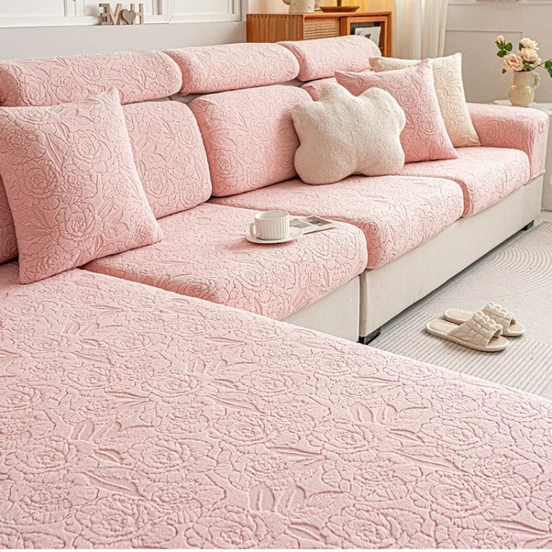 قسط دائم 2026 شتاء دافئ الجاكار المخملية غطاء أريكة مرن كل موسم غطاء أريكة عالمي القط برهان حامي مقعد #6