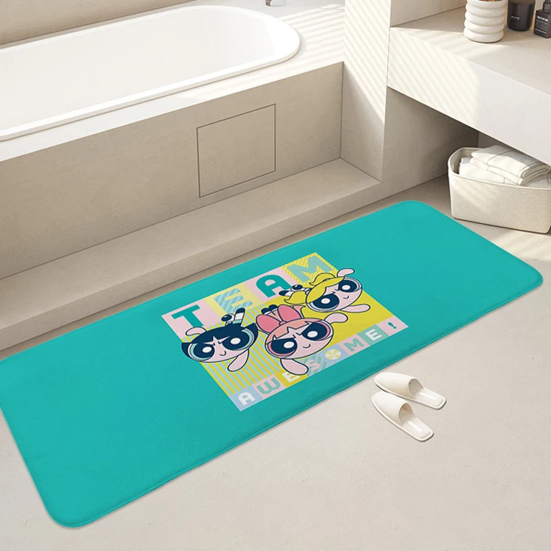 Bathroom Rug Z-The Powerpuff Girlss Aesthetic Kitchen Treadmill Carpet Living Room Hallway House Interior Entrance Mat Home