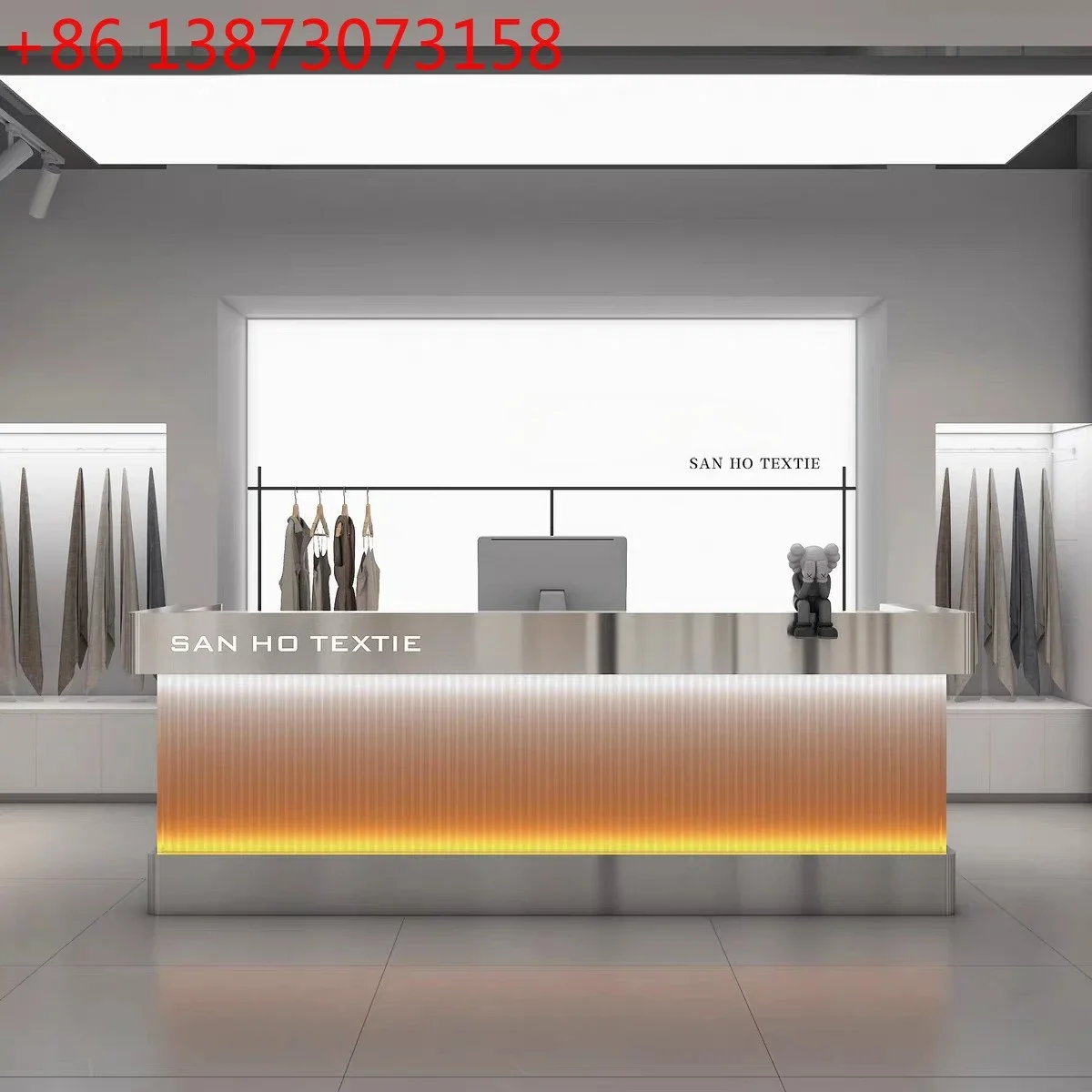 

Modern stainless steel bar checkout page Clothing shop Barber shop Gym Dance studio Reception desk