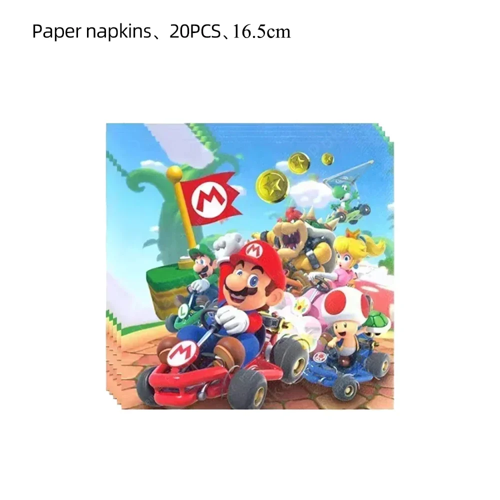 Super Trendige Mario Bros Geburtstagsdekorationen Party-Zubehör Tischdecke Pappbecher Teller Servietten Tasche Set Einweg-Tischgeschirr – Detail 5