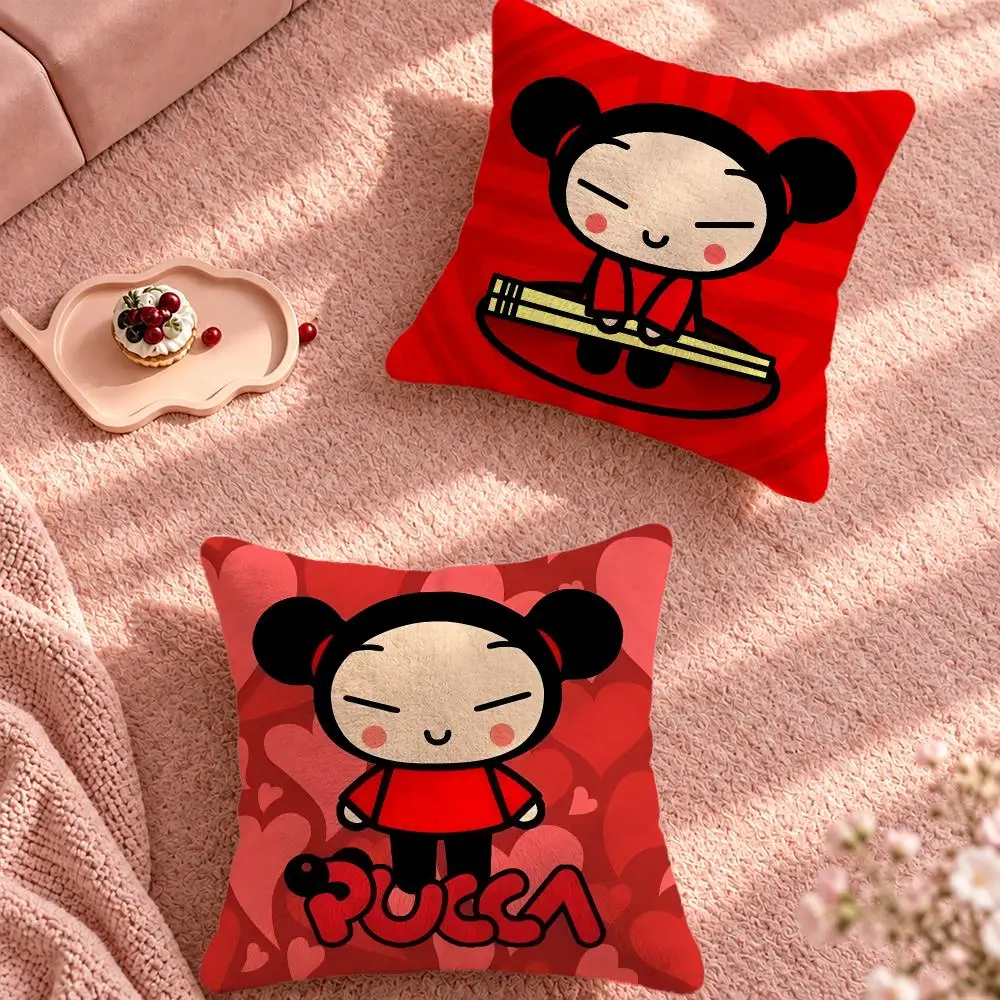 Cartoon Cute Action Pucca Cushion Cover Cute Cartoon Throw Pillow Cover Soft Plush Cushion Cover Sofa Bedroom Home Decor