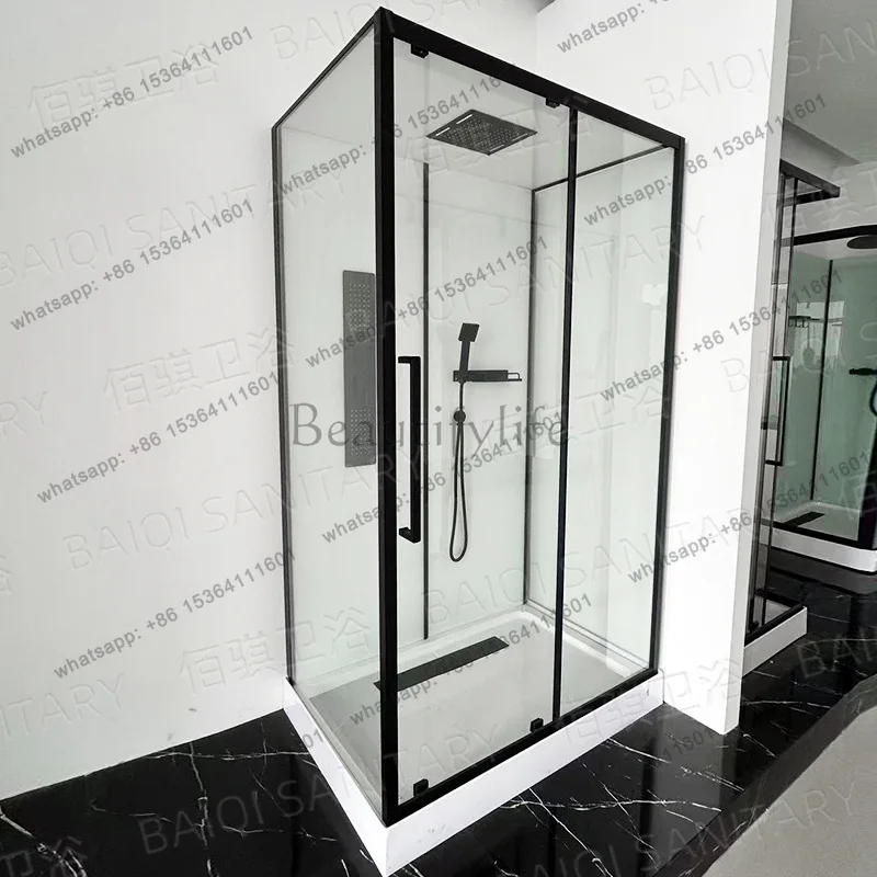 

Bathroom shower room aluminum alloy glass sliding door integrated household hotel