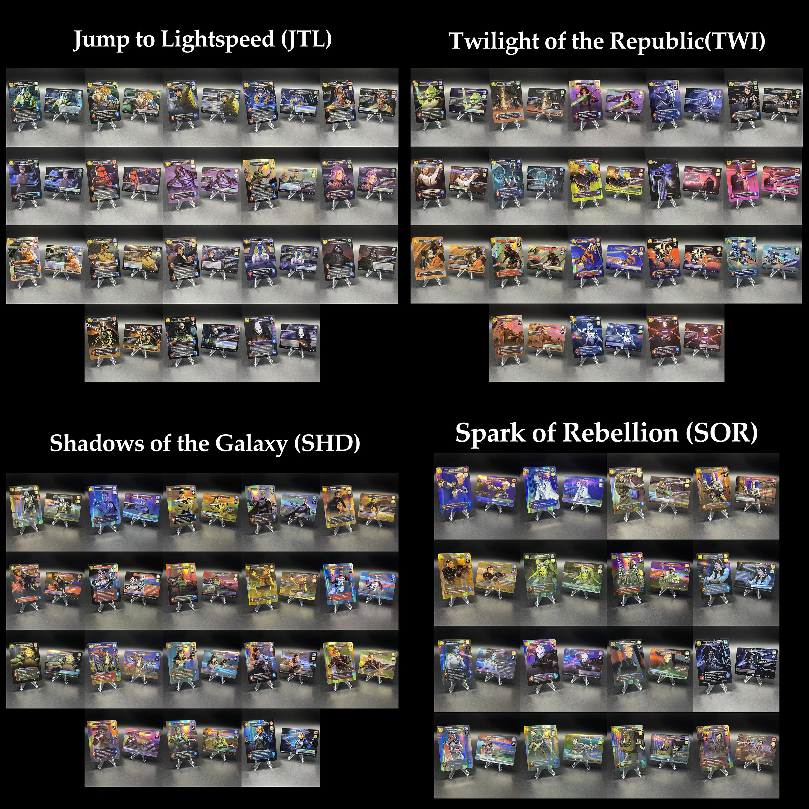 

Весь набор карт Proxy SWUDB FOIL SPARK OF REBELLION (SOR)/SHADOWS OF THE GALAXY (SHD) Qira TCG Collection Battle Game Cards