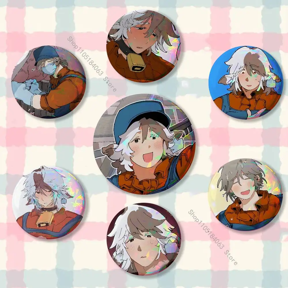 M-Manhwa Mr As F-Farm Laser reflective round badges pins bag clothing decorations collectibles gifts for friends