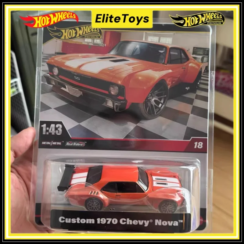 2025 Подлинные Hot Wheels Премиум 1:43 Литые под давлением модели автомобилей на заказ 1970 Chevy Nova Car Culture Vehicle из сплава Коллекционные игрушки в подарок