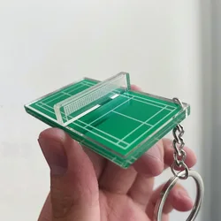 New Acrylic Badminton Tennis Keychain Double Sided Mini 3D Sports Keyring Bag Pendant Table Tennis Car Key Chains Souvenir Gift