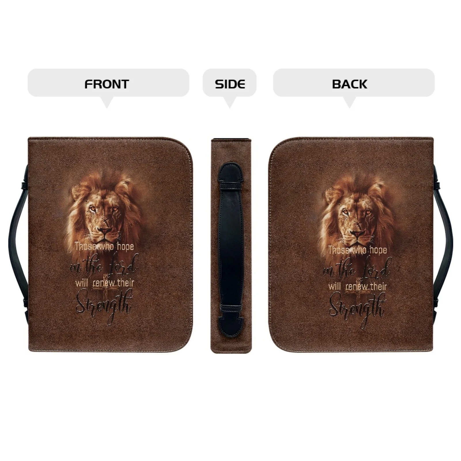 XIXIRIMIDO Lion Head Print 2026 Collection Church Bible Bag PU Leather Waterproof Bible Carrying Case for Christian Prayer