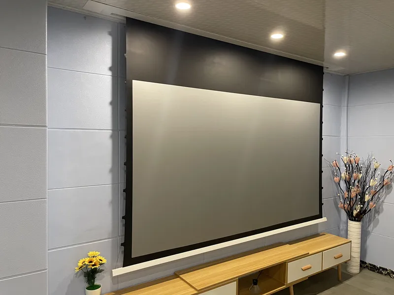 CRT-1 4K ALR Dunkelgraue Umgebungslichtunterdrückung Deckeneinbau-Projektionswand mit elektrischer Tab-Spannung HDTV 16:9-Format ProAV – Detail 20
