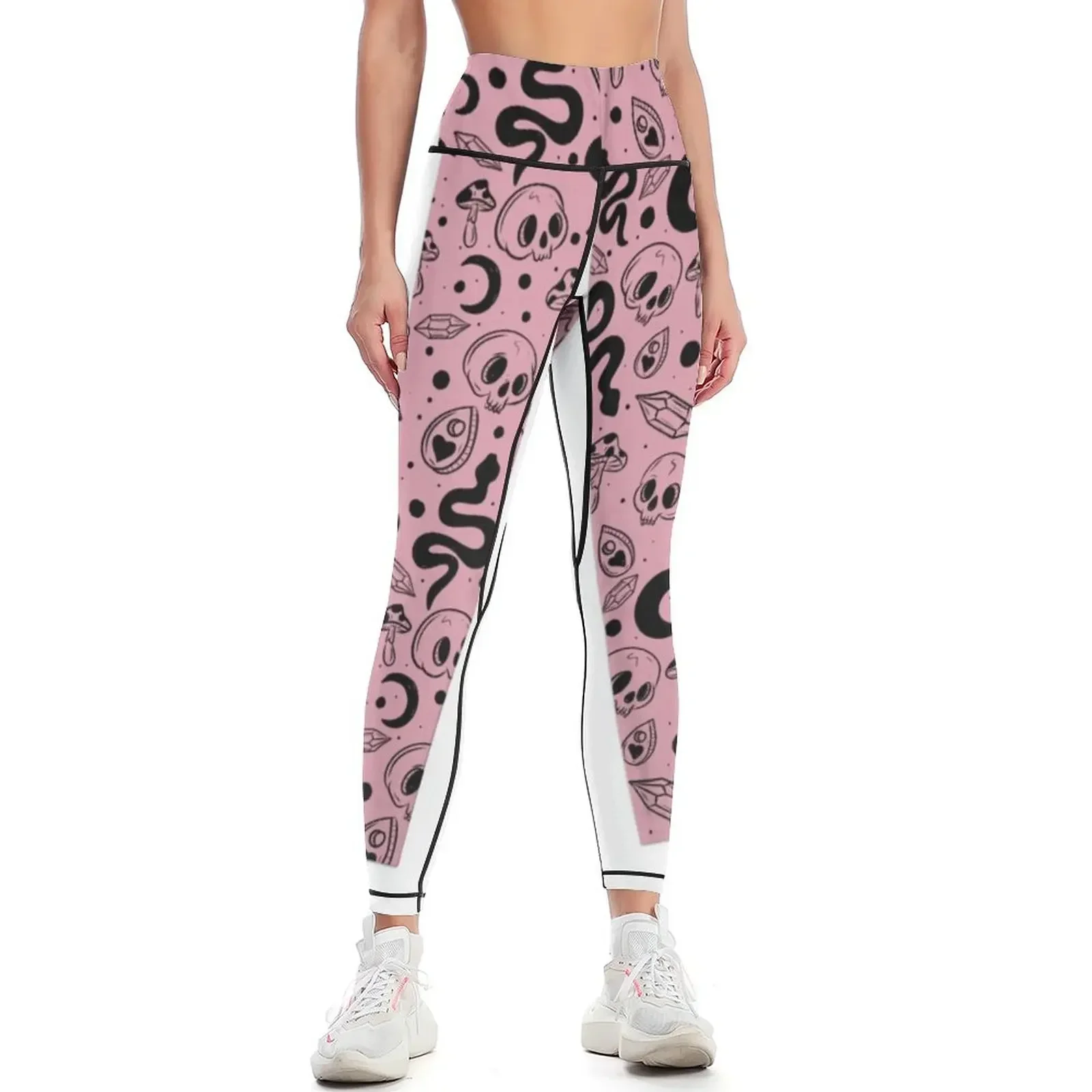 

Pink witchy pattern Leggings Sports pants for Leginsy push up Women's sports Women's pants Womens Leggings