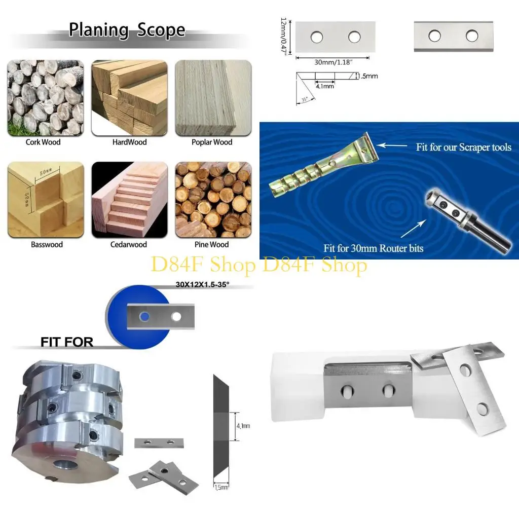 

D84F 30x12x1.5mm-30° Square Cutters with 2 Radius for Woodworking