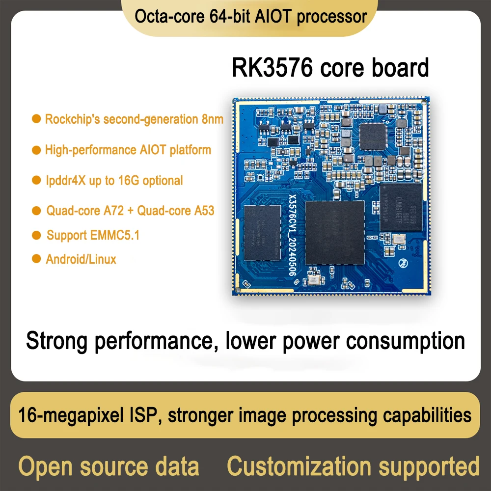 

Плата разработки X3576 Rockchip RK3576 Основная плата Linux Восьмиядерная материнская плата Кодек 4K Поддержка динамической частотной модуляции