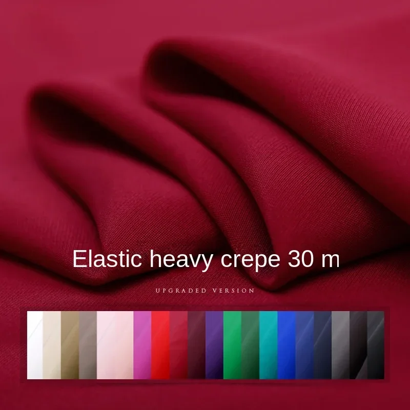 Stretch Heavyweight Crepe De Chine Silk Fabric Brand Fashion Design Solid Color Clothing Material Wholesale for Sewing Per Meter