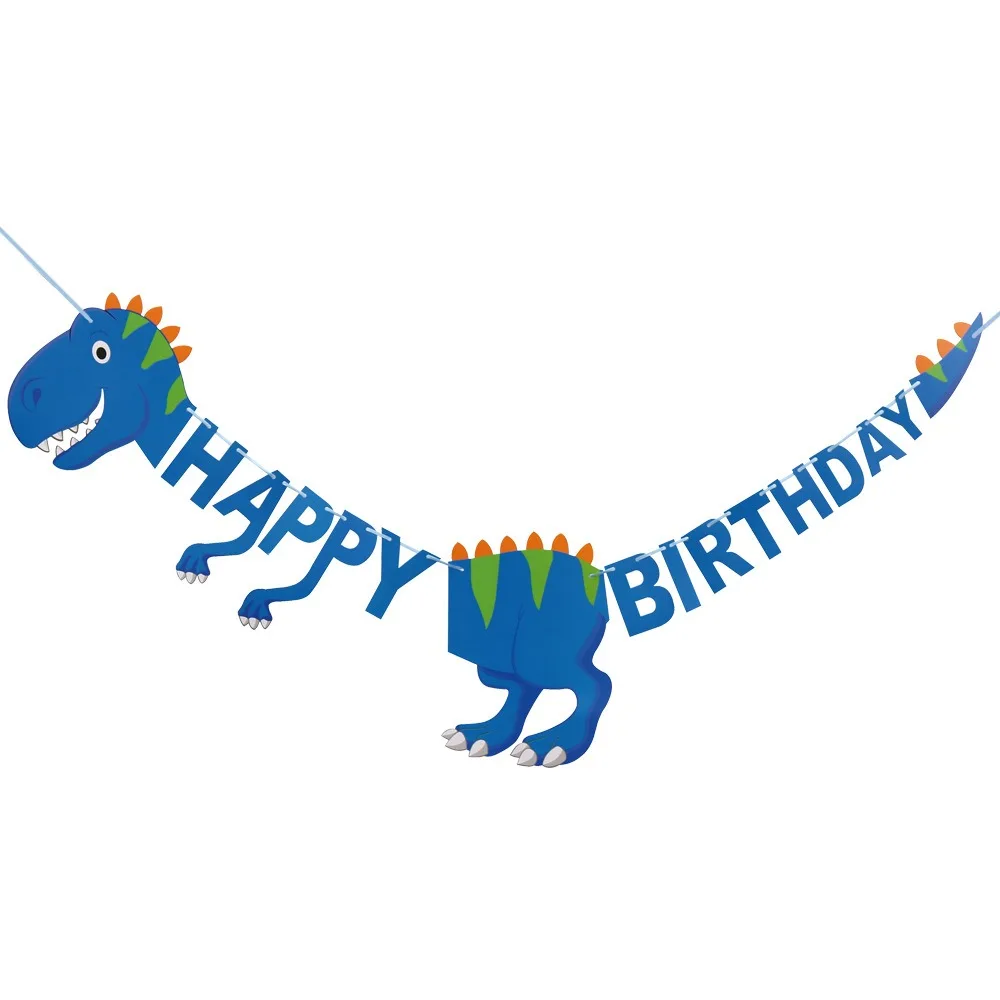 Cartoon Dinosaurier Happy Birthday Banner Dschungel Safari Dino Thema Happy Roar Kinder Jungen Mädchen Geburtstagsparty Girlanden Deko – Detail 8