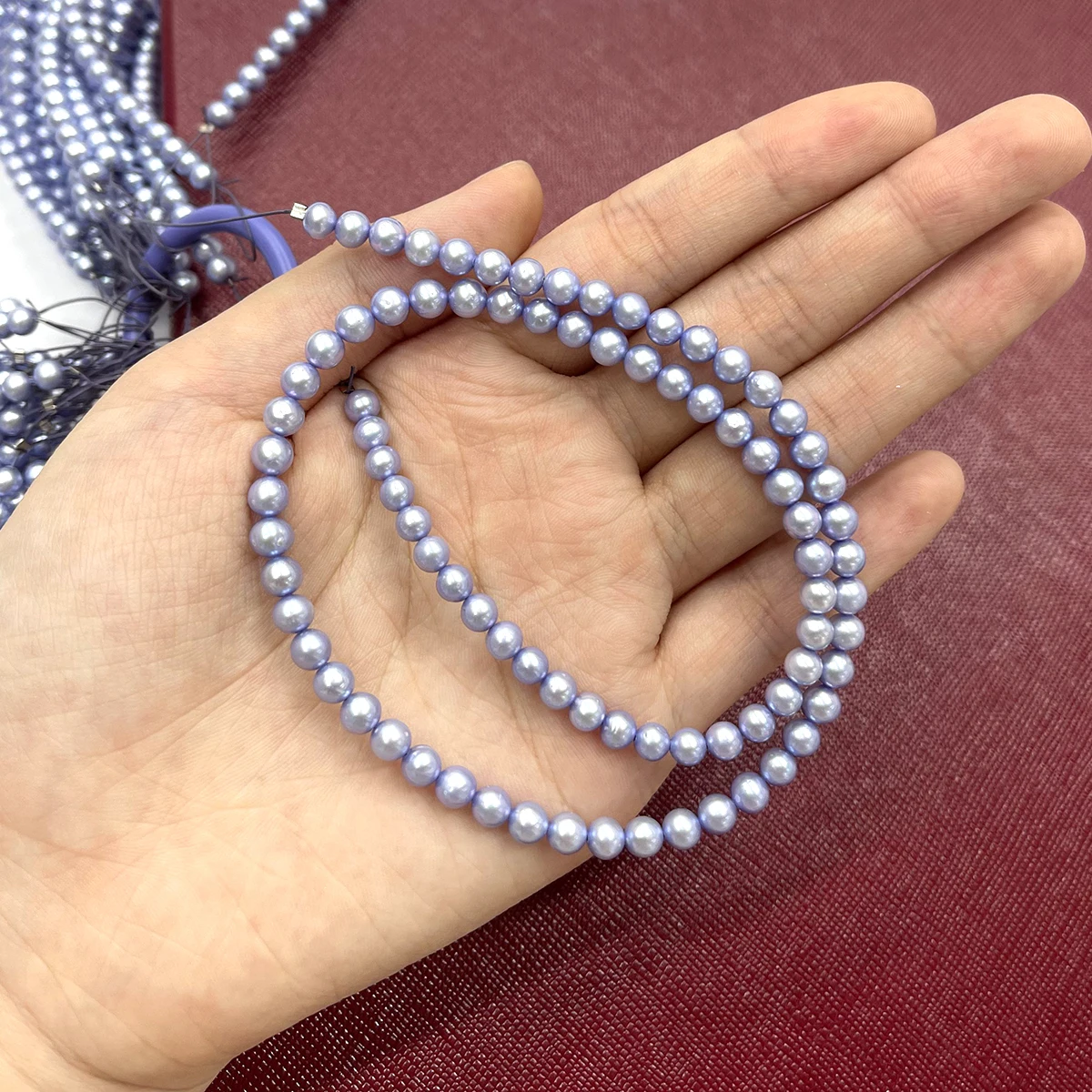 Natural Freshwater Pearl Violet-Blue Nearly Round Strung Bead Dyed 4–5mm Jewelry Making DIY Necklace Bracelet Earrings Accessory