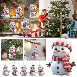 Ciondolo decorativo natalizio 2D acrilico cartone animato pupazzo di neve di Natale giardino domestico ciondolo albero di Natale forniture per decorazioni per feste