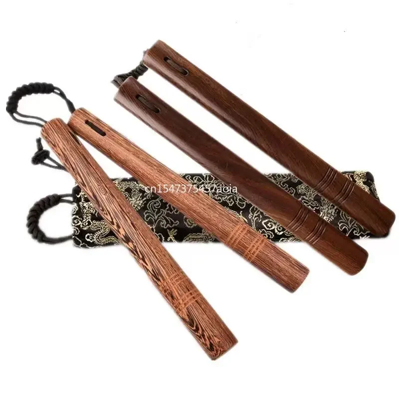 New 28cm Solid Wood Double Stick Red Sandalwood Double Cut Stick Rope Practical Performance Double Stick Double Stick