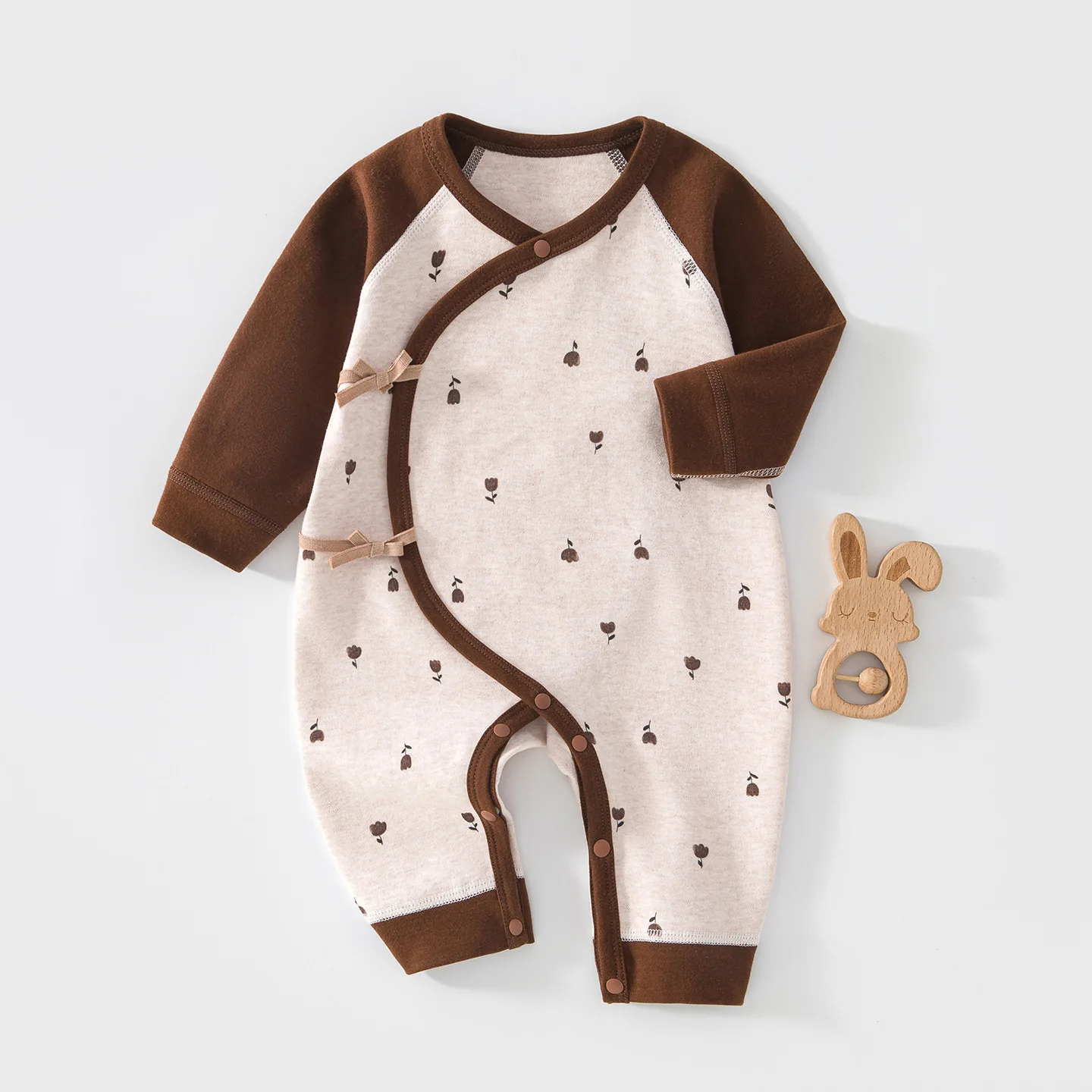 Somenie Newborn Butterfly Clothes Autumn Cotton Long-sleeved Baby Onesie Class A Boneless Crawling Clothes Contrasting