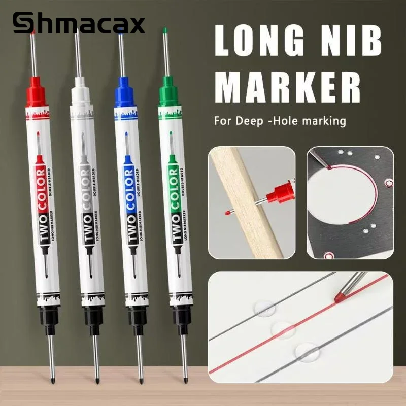 

1/4Pcs Long Head Deep Hole Marker Pen Woodworking Decoration Permanent Marker Pen Waterproof Metal Perforating Pen