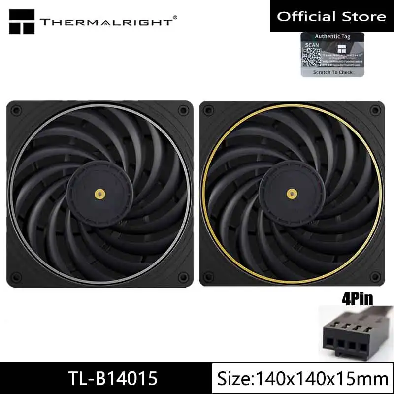 Thermalright TL-B14015 14cm chassis cooling fan/140x140x15mm/13 LCP fan blades/double ball bearings/low noise/PPS frame