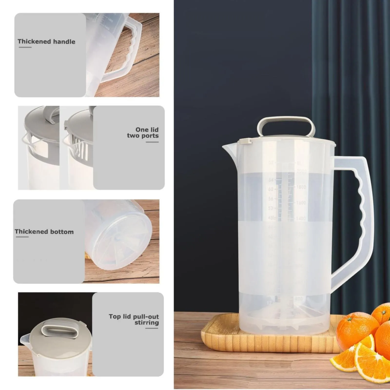 

Drinks Mixing Pitcher Mixing Water Pitcher with Lid Wide Mouth Juice Mixing Container Shaking Cup for Juice Tea Milk