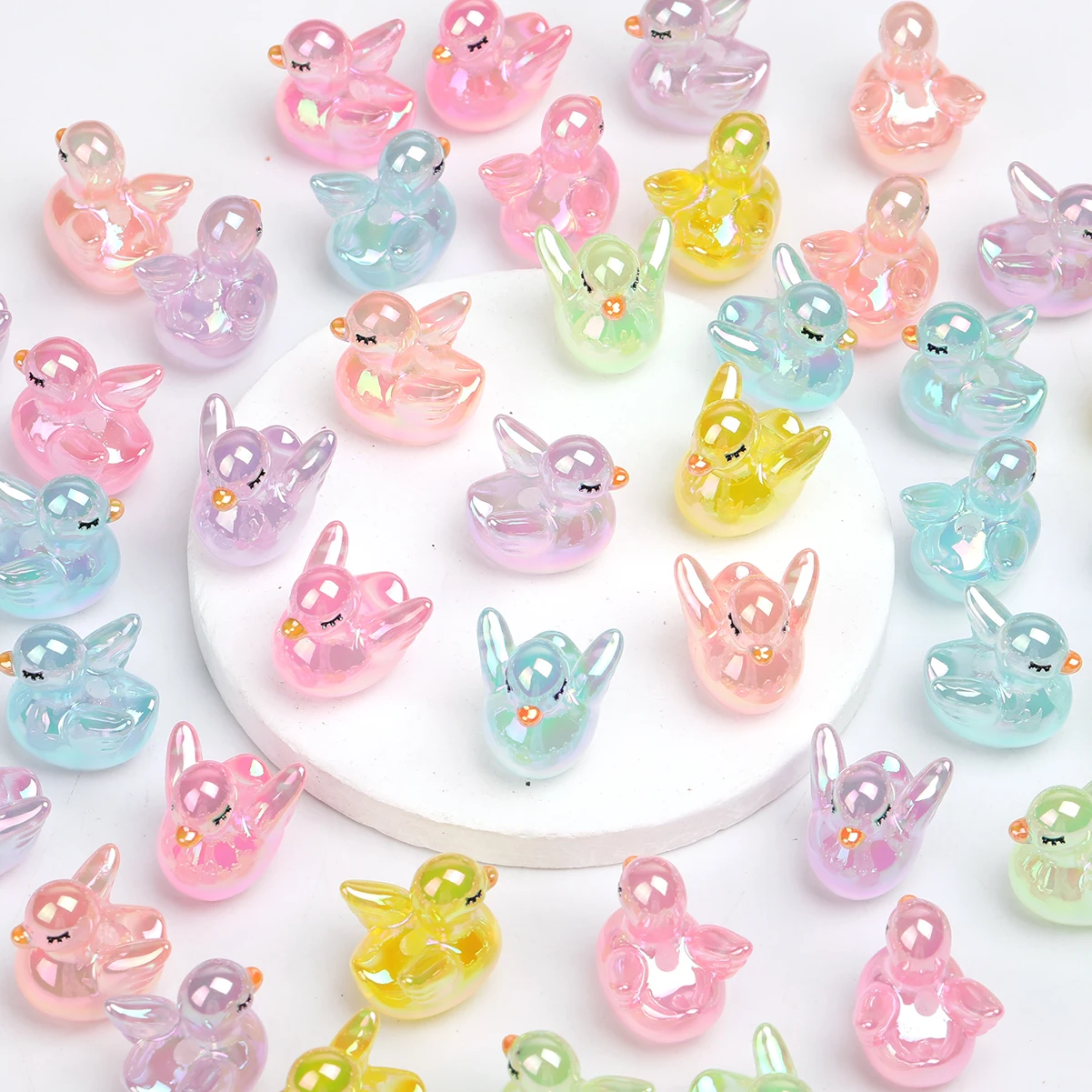 5/20pcs Acrylic 3D Duck&Swan Beads-Pendant Beads For DIY Beaded Pen And Keychains, Mix Color Duck Beads Charm ForJewelry Making