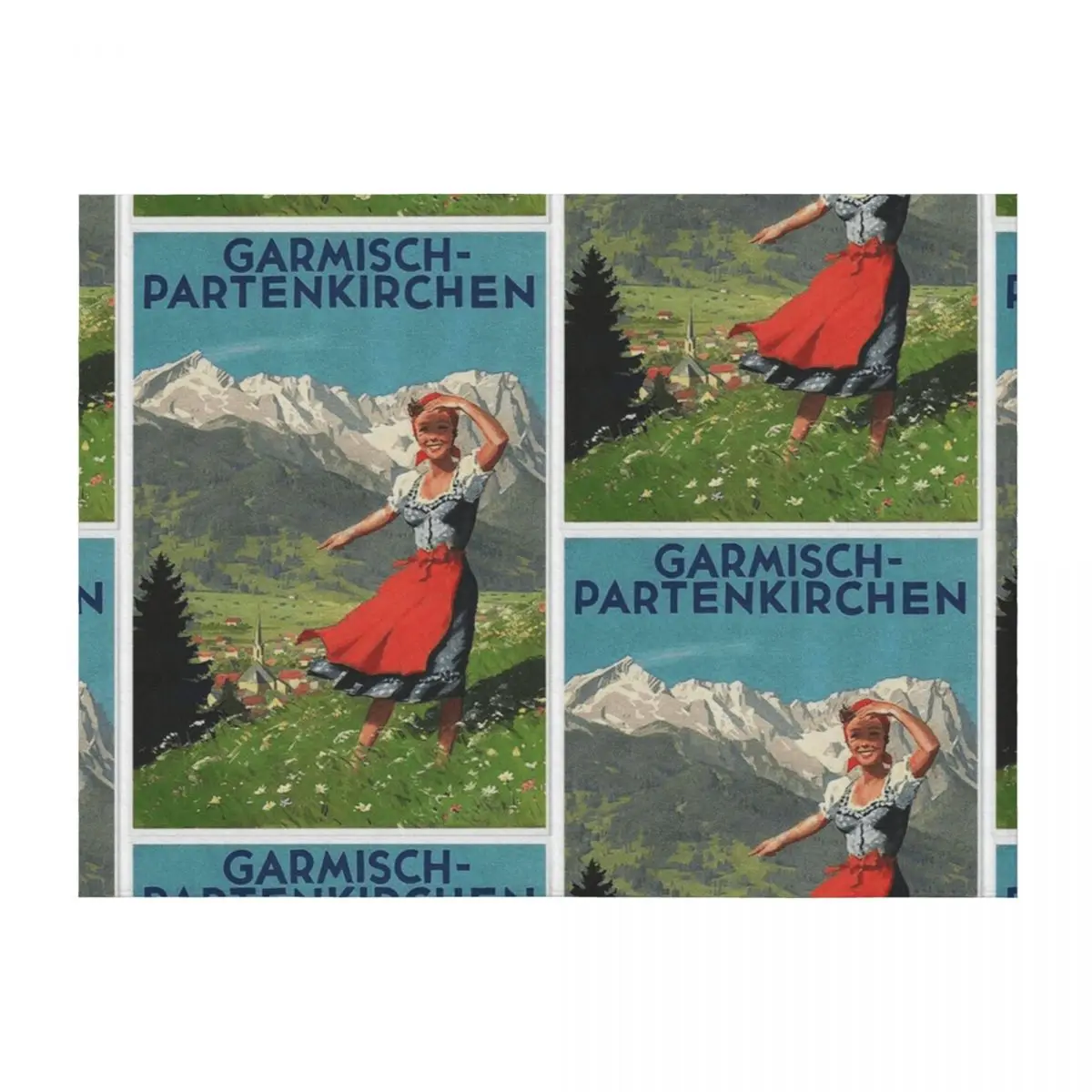 

Garmisch Partenkirchen... vintage tourist poster Throw Blanket For Decorative Sofa Single heavy to sleep Blankets