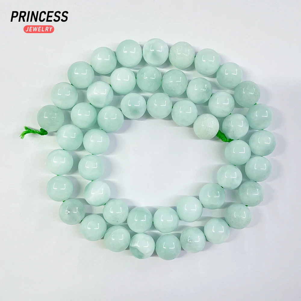 A+ Natural Green Angelite 4 6 8 10mm Loose Gemstone Beads for Jewelry Making Bracelet Wholesale Beads DIY Accessories
