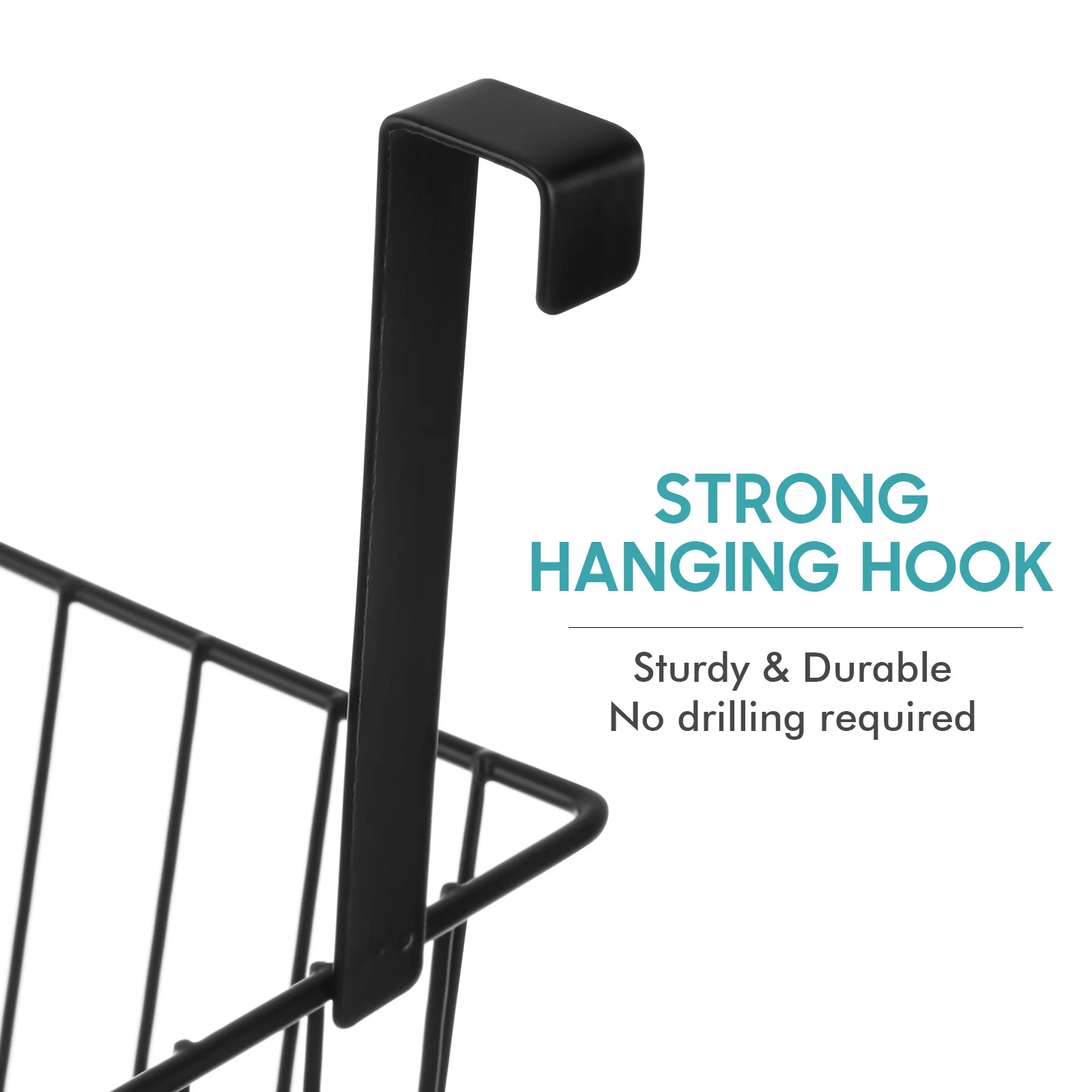 

1Pcs Iron Art Multifunctional Hanging Basket Simple Install Balcony Fence Storage Decorative Black Iron Art Hanging Basket