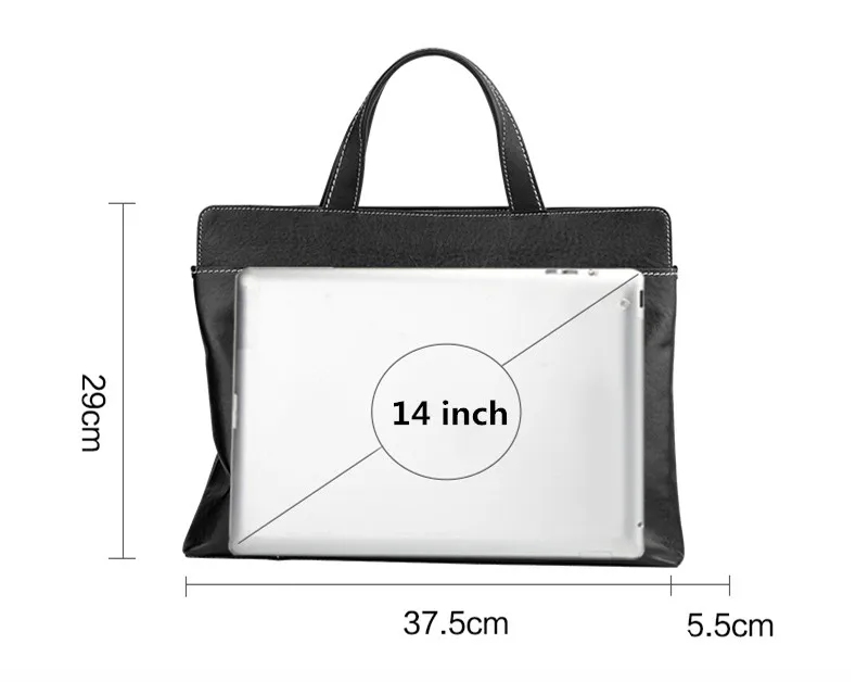 Business Herren Handtasche Echt leder 14 "Aktentasche Umhängetasche Herren Messenger Umhängetaschen weiches Rindsleder lässig schwarz